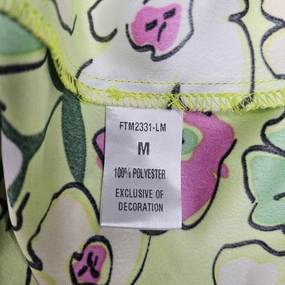 THML Scarf Print Halter Neck Tie Back Sleeveless Chartreuse Floral Y2K Blouse - Picture 11 of 13